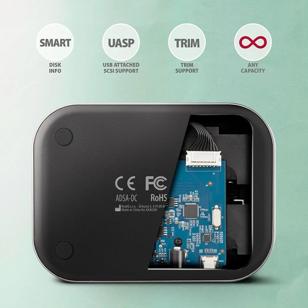 Dock Station AXAGON ADSA-DC, USB3.2 Gen1, 2x SATA 6G, Gri