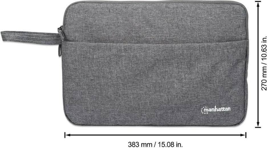 Mbështjellës notebook MANHATTAN Seattle 14.5 inç, poliester, rezistent ndaj ujit, gri