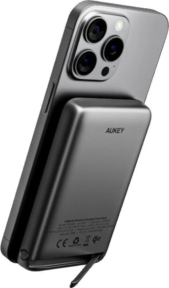 Power bank AUKEY PB-MS06 MagSafe, 10000mAh, 30W, Qi2, e zezë