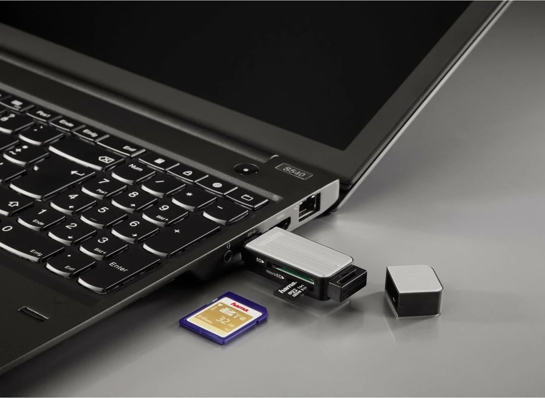 Lexues kartelash Hama 123900 SD/microSD USB 3.0, Argjendtë e Zi