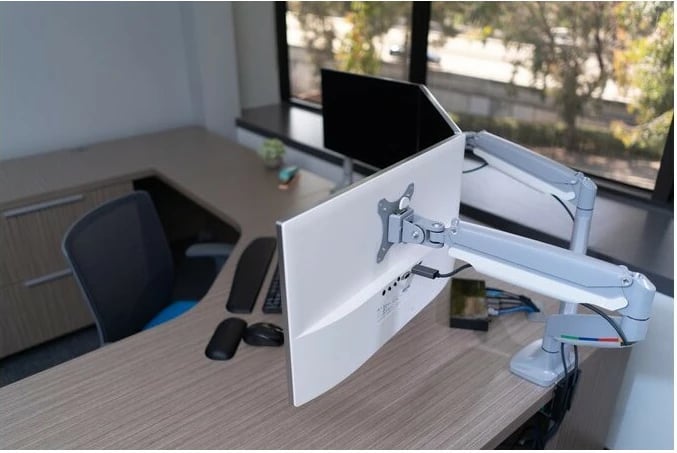 Krah monitori i dyfishtë Kensington One-Touch, 13-32", rregullim lartësie, argjendtë