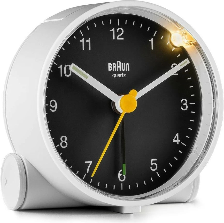 Alarm Braun BC01WB, analog, 12h, zi/bardhë