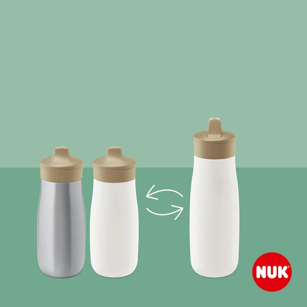 shishe për fëmijë, NUK, Mini-Me Flip, grykë 2-në-1 me kashtë, 450 ml, e gjelbër