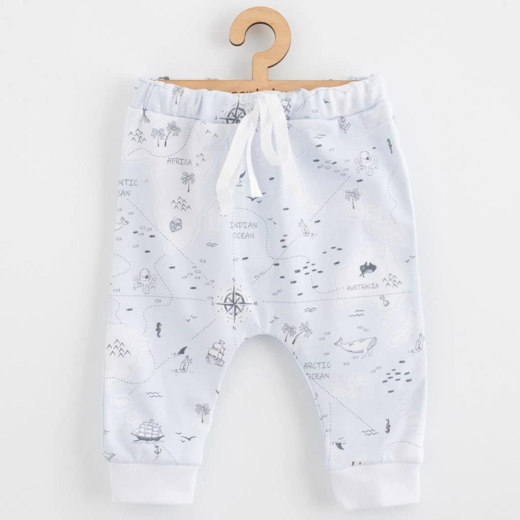 Pantallona jogger bebe, NEW BABY, For Babies Ocean, 100% pambuk, madhësi 68 (4-6m), blu