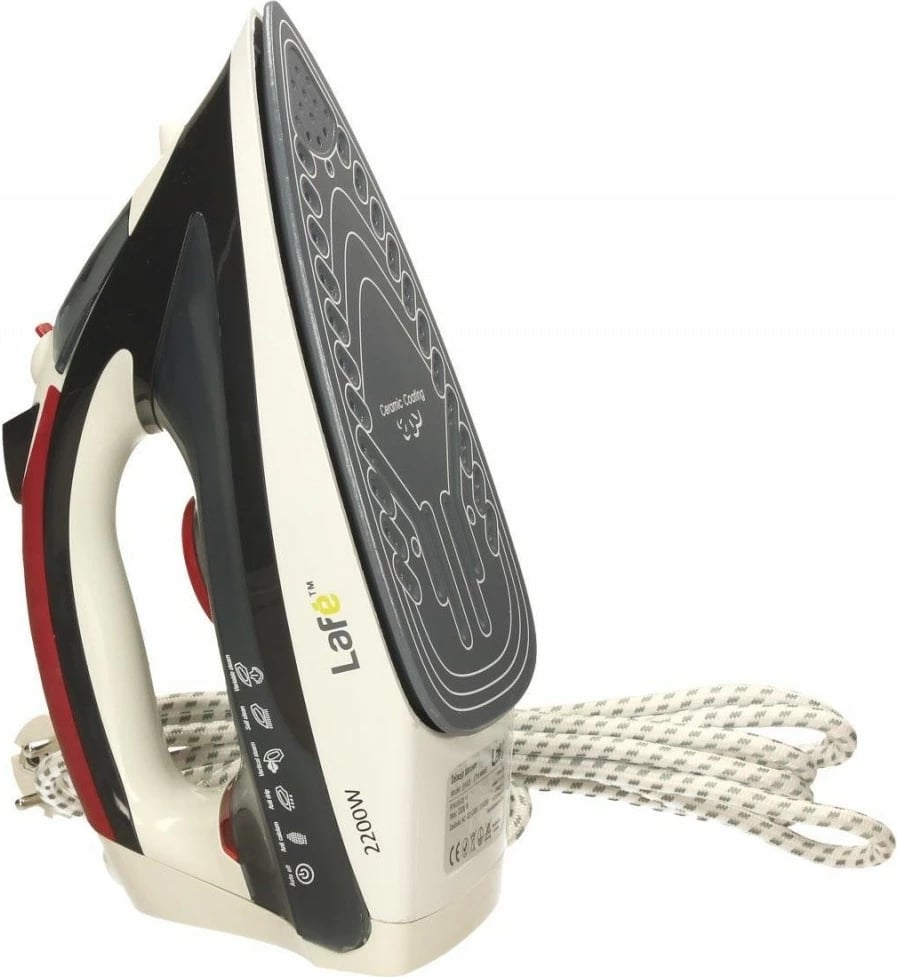 Hekur me avull Lafe LAF02b, 2200W, Qeramik, Zi/Kuq