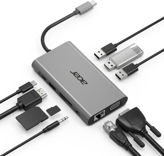 Docking station Acer HP.DSCAB.002, USB Type-C, Argjend