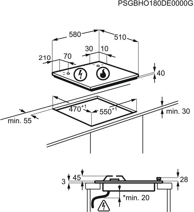 Plakë gatimi me gaz Electrolux 