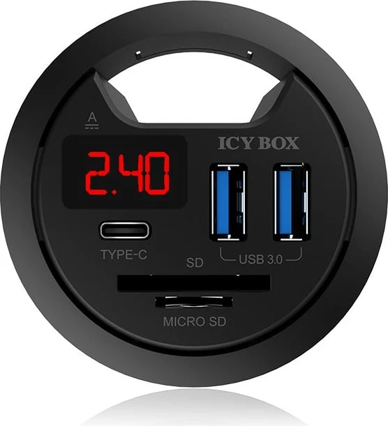 USB hub ICY BOX IB-HUB1404, 2 porta USB 3.0, Type-C, lexues kartelash, e zezë