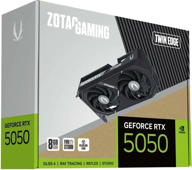 Kartë grafike, ZOTAC, GeForce RTX 5050 Twin Edge ZT-B50500E-10M, 8GB GDDR6 128-bit, 3x DisplayPort + HDMI, PCIe 5.0 x8