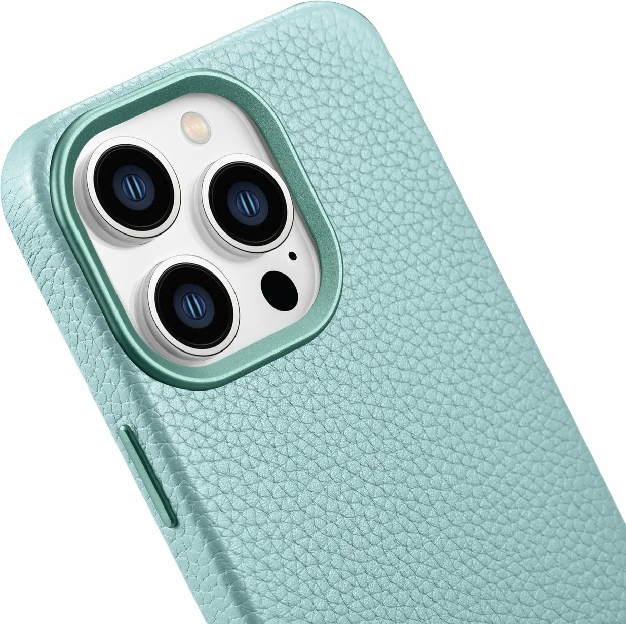 Mbështjellës iCarer Litchi Premium për iPhone 14 Pro, lëkurë natyrale, MagSafe, Jeshil