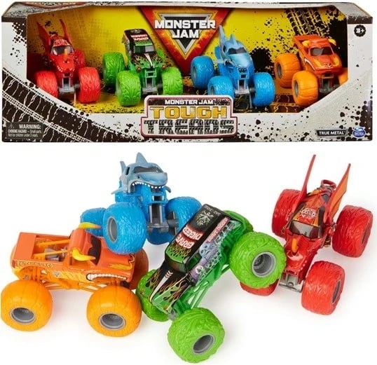 Set kamionësh lodër SPIN Monster Jam ToughTreads, 4 copë