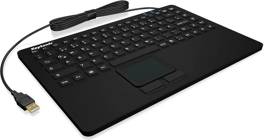 Tastierë industriale KeySonic KSK-5230IN, mini, USB, me touchpad, IP68, e zezë