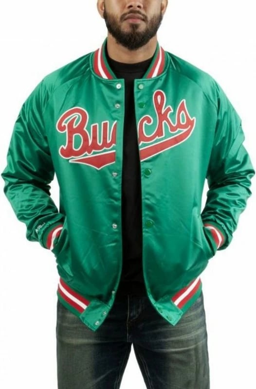 Xhaketë për meshkuj Mitchell & Ness, NBA Milwaukee Bucks, e gjelbër