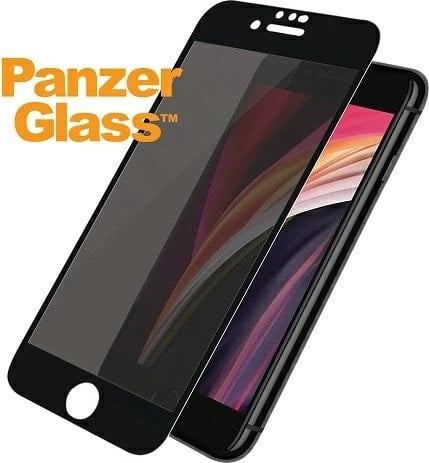 Xham mbrojtës PanzerGlass E2E Super+ privacy për iPhone 6/6s/7/8/SE 2020/SE 2022, me kornizë të zezë