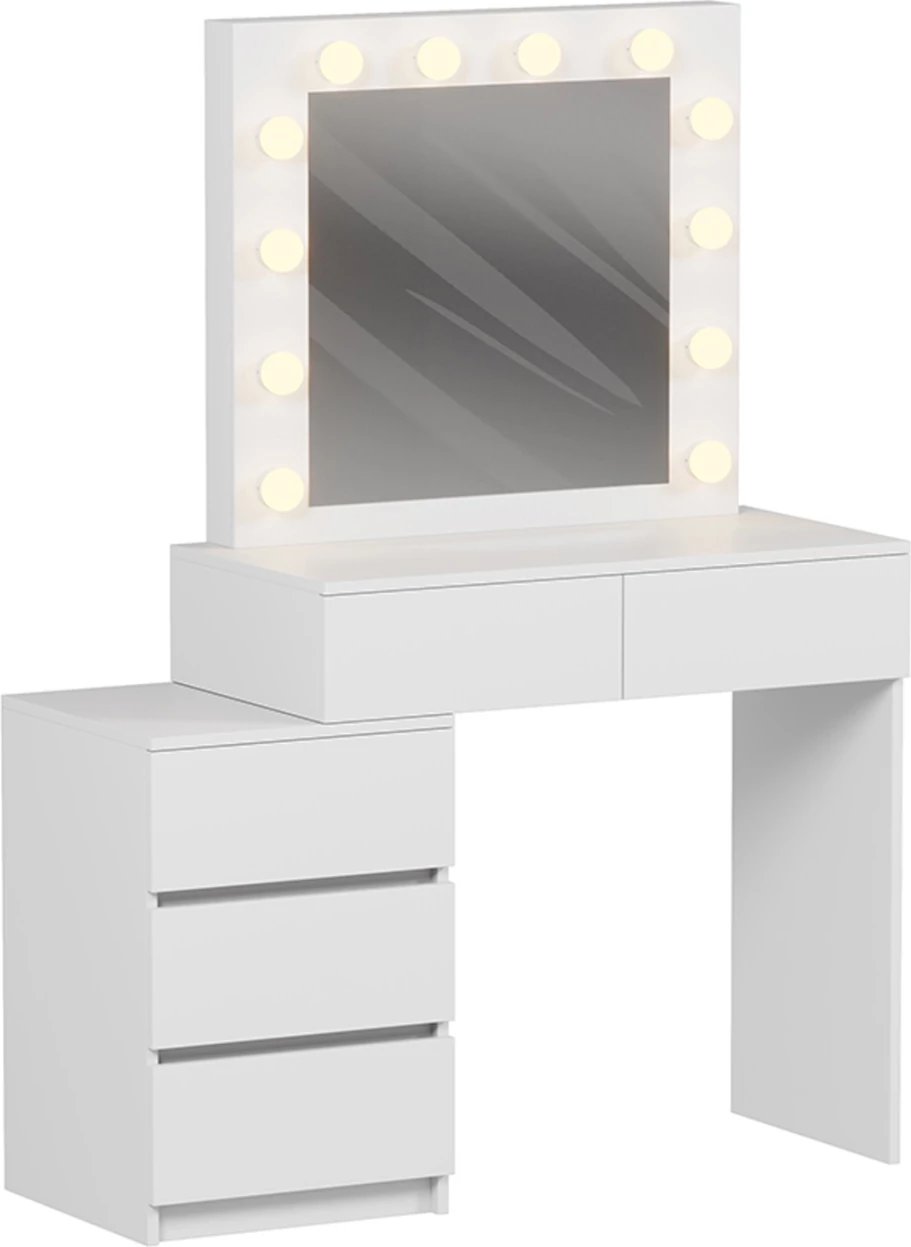 Tavolinë grimi me LED dhe sirtarë BEYON FH2500.03 melaminë, e bardhë, 80x40x140H cm Tavolinë grimi me LED dhe sirtarë BEYON FH2500.03 melaminë, e bardhë, 80x40x140H cm