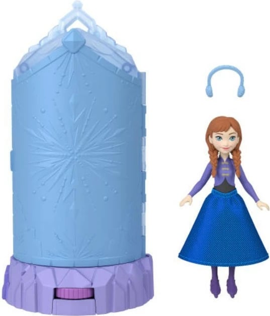 Set lodrash Frozen Mattel JCR90 me kukull të vogël dhe mini-pallat akulli, për vajza