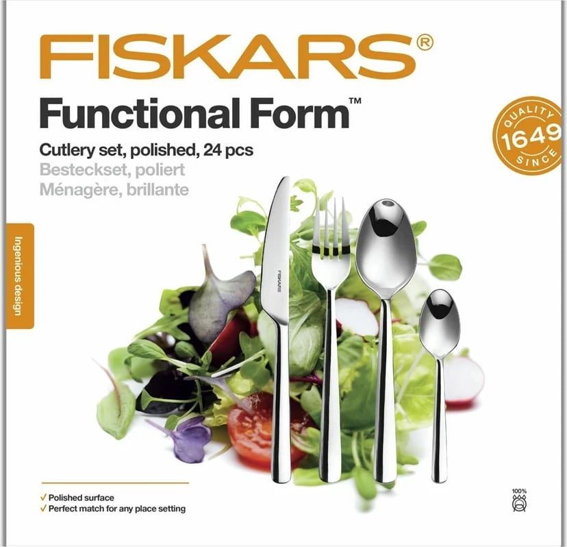 Set lugë-pirunë Fiskars Functional Form, 24 copë, Shkëlqyes