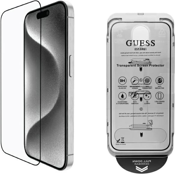 Mbrojtës ekrani Guess 2.5D Outline prej xhami të temperuar për iPhone 16 Pro