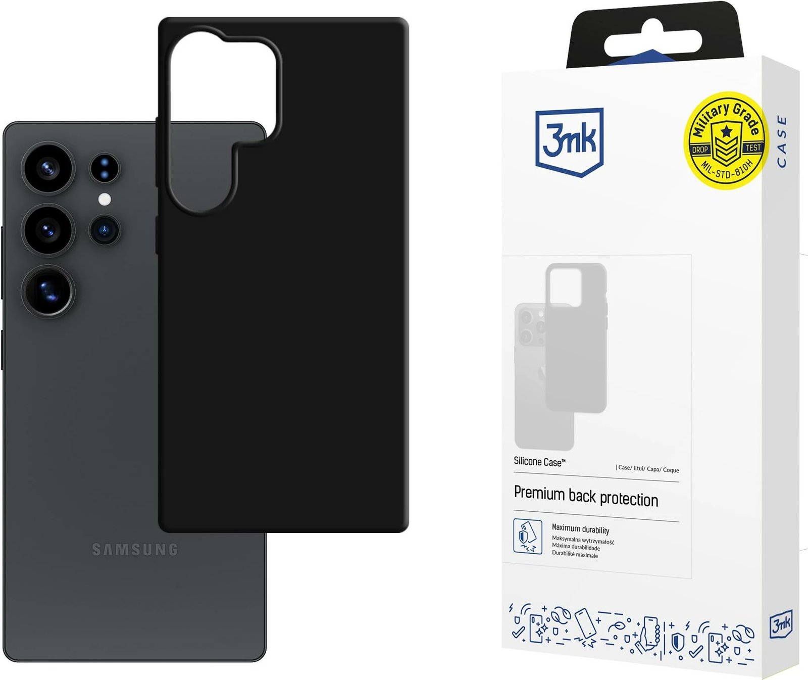 Mbështjellës silikoni 3mk për Samsung Galaxy S25 Ultra, i zi