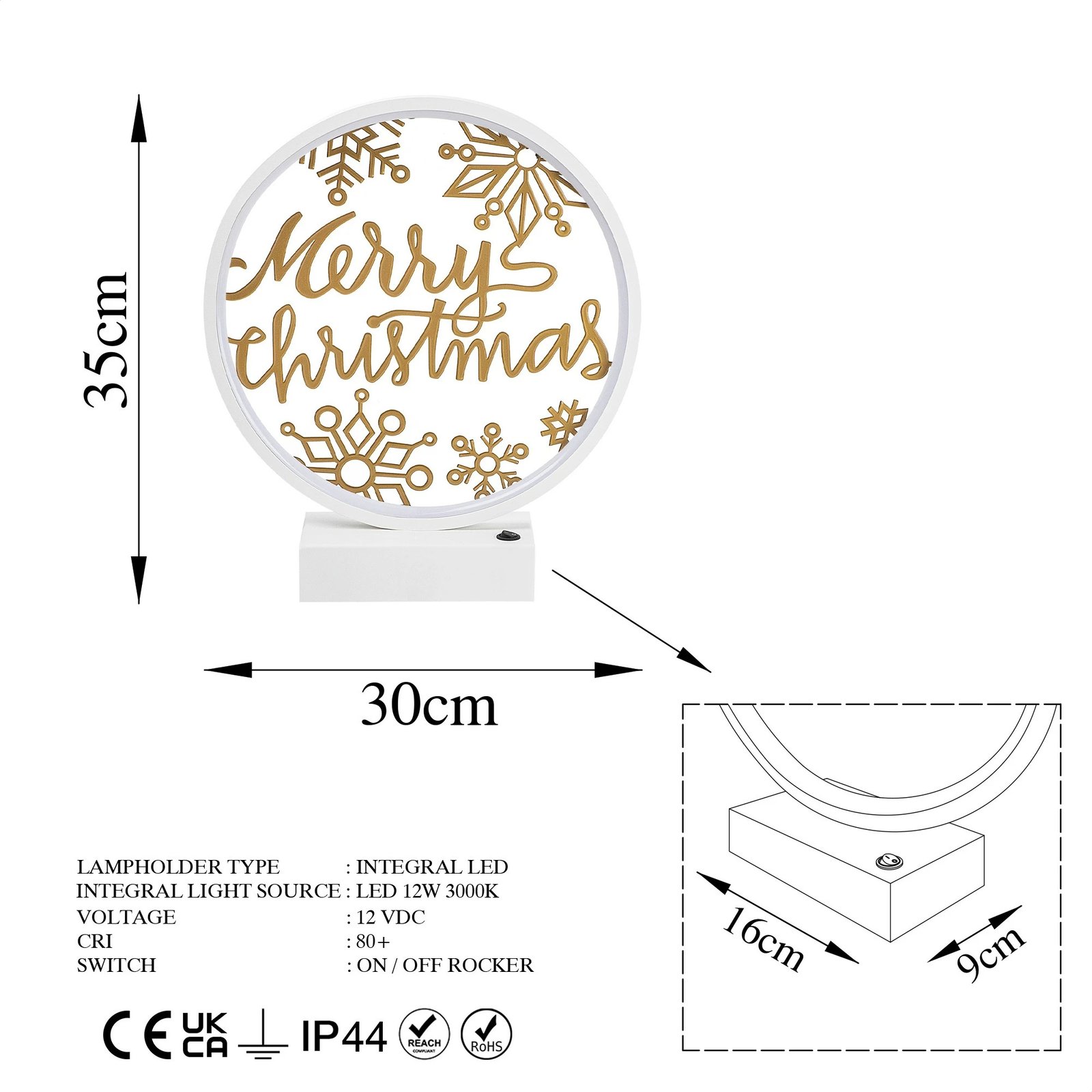 Llambë tavoline Opviq, XMAS13, e bardhë dhe e artë