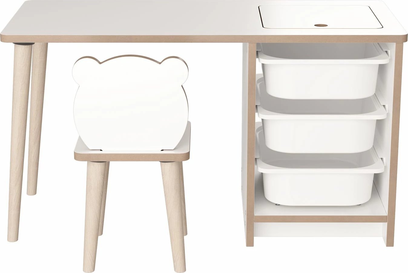 Set tavoline me karrige për fëmijë, Hanah Home, Soho, e bardhë