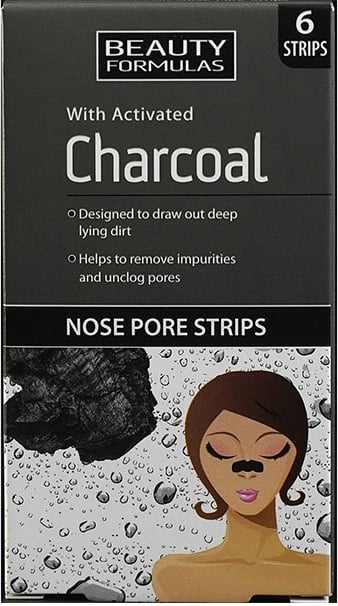 Stripa për hundë Beauty Formulas Charcoal Nose Pore Strips për femra 6 copë
