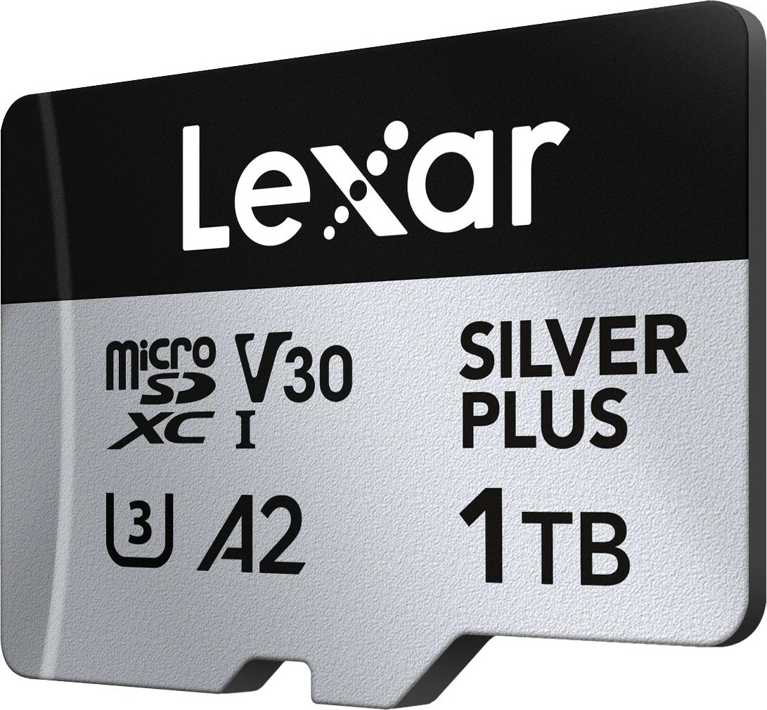 Kartë memorie microSD, Lexar, LMSSIPL001T-BNANG Silver Plus, 1TB, SDXC UHS-I, A2 U3 V30, deri 205/150MB/s, me adapter SD, argjendtë