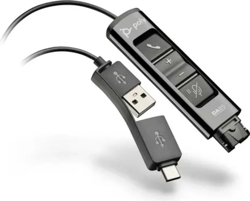 Adapter POLY DA85 për kufje me USB-A/USB-C, i zi