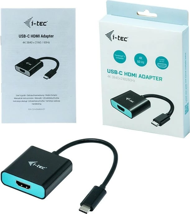 Adapter USB-C në HDMI I-Tec, 4K/60Hz, 0.15m, zi/turkeze