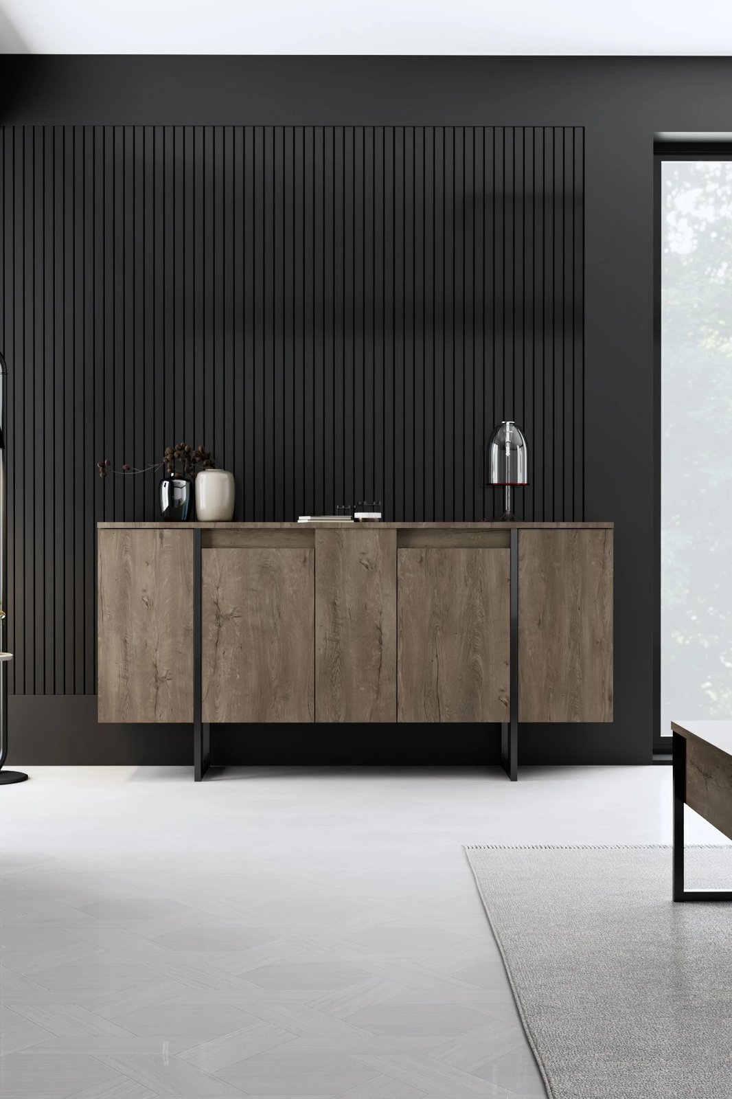 Konsolë Hanah Home Luxe, ngjyrë arre dhe e zezë