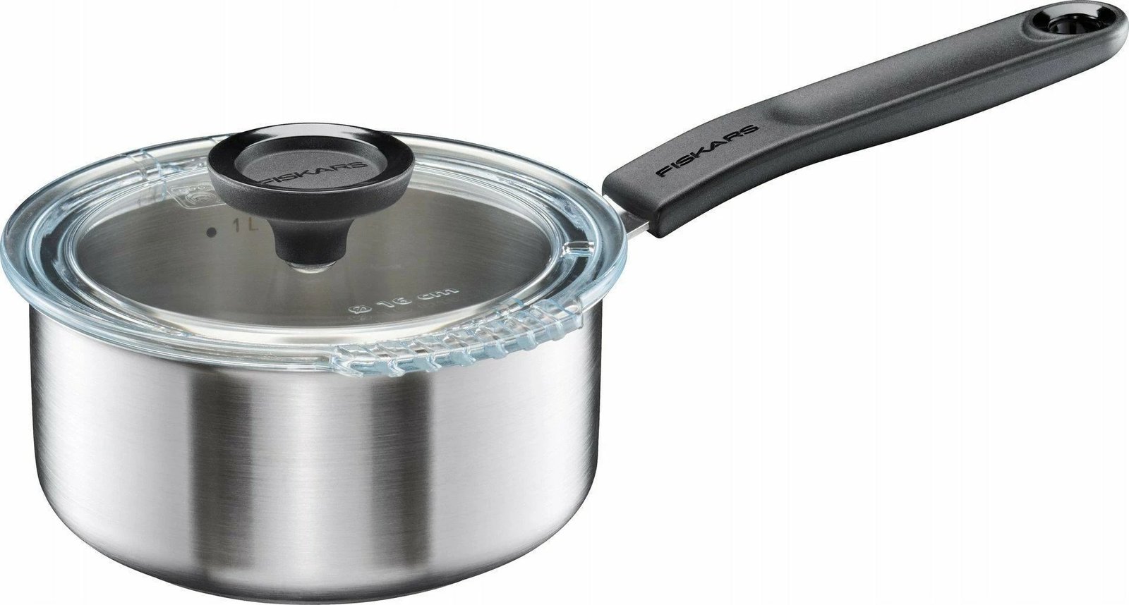Tenxhere Fiskars Functional Form 1.5L me kapak, çelik inox