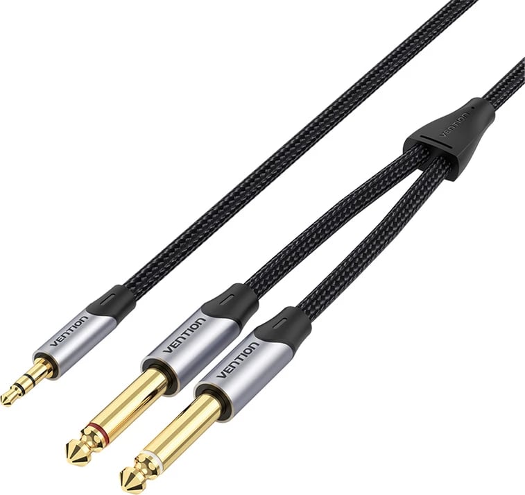 Kabllo audio Vention BARHK, 3.5mm në 2x 6.35mm, 8m, Gri