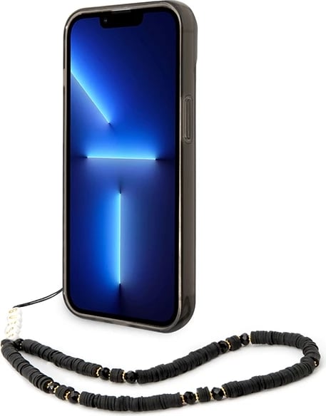 Mbështjellës Guess GUHCP14SHGCOHK për iPhone 14 6.1", me rrip perlë, i zi