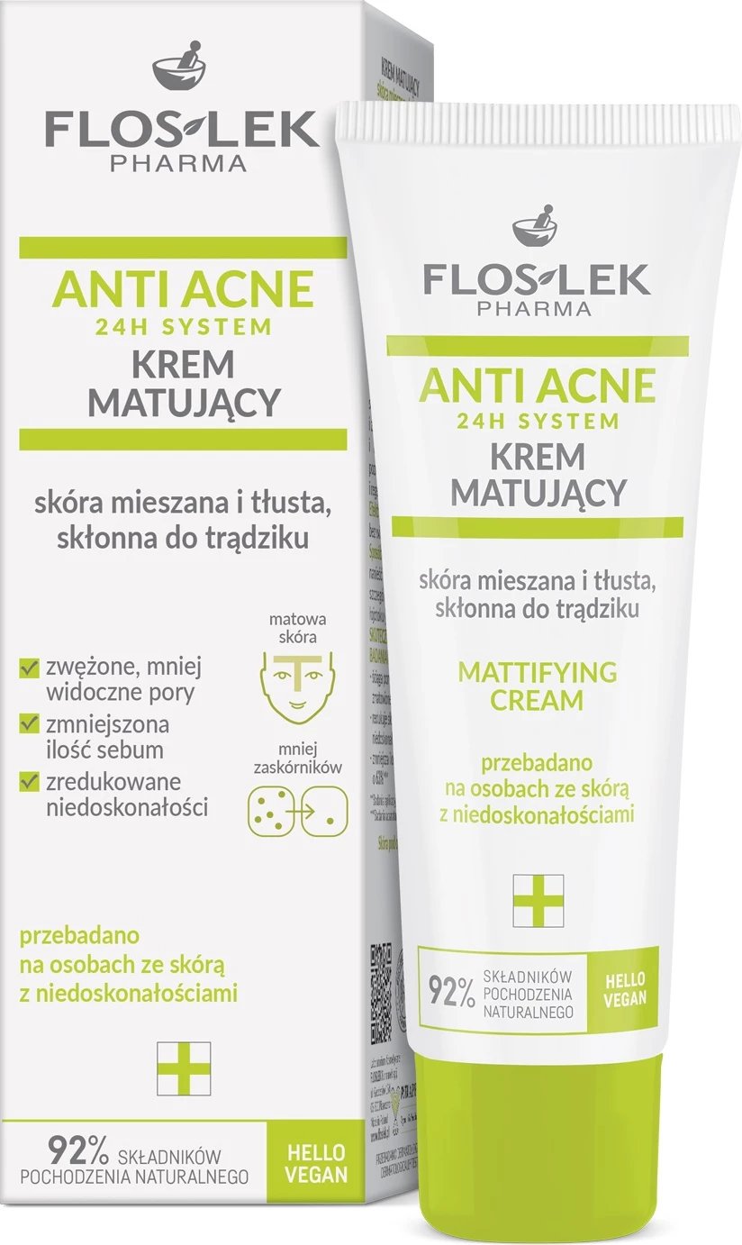Krem fytyre për femra Floslek Anti-Acne 24h Mattifying System, 50ml