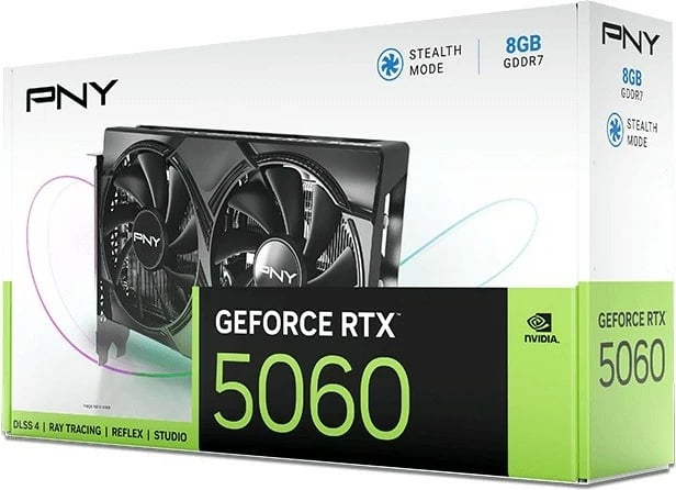 Kartelë grafike PNY GeForce RTX 5060, 8GB GDDR7, 2 ventilatorë, e zezë