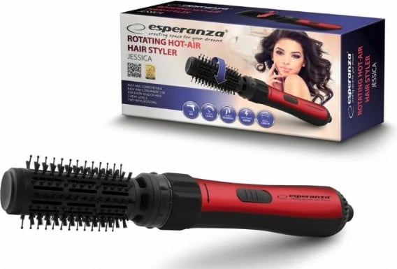 Brushë stiluese për flokë Esperanza EBL008, 1000W, e kuqe / e zezë 