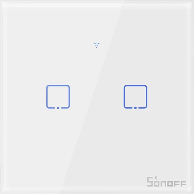 Switch i mençur Sonoff T0EU2C-TX, 2 kanale, WiFi, i bardhë