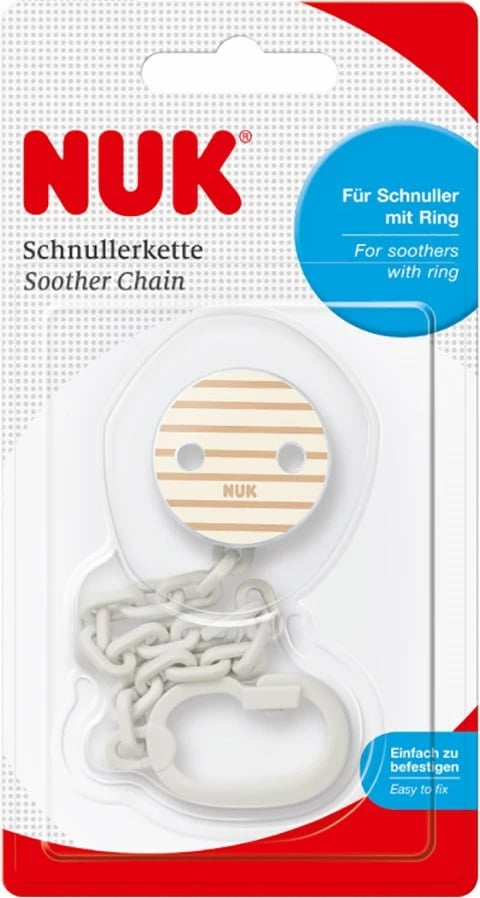 zinxhir biberoni me kapëse, NUK, për biberona me unazë 0+, bezhë