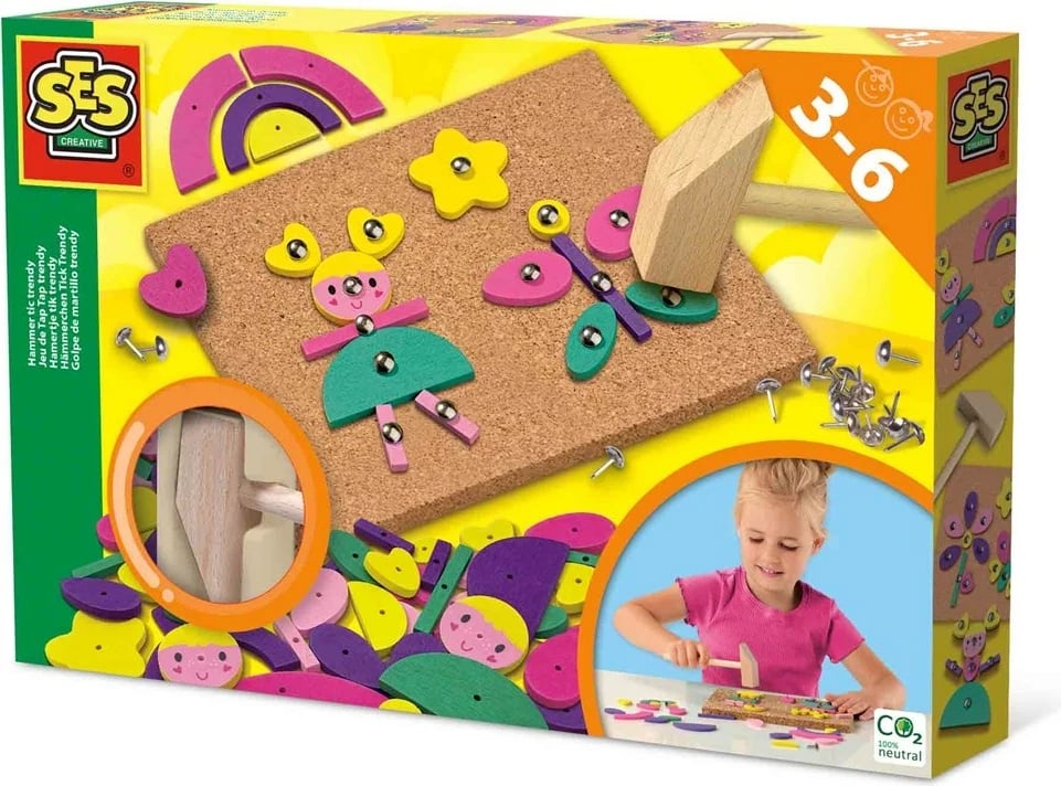 Set kreativ SES Creative Hammer tic trendy, për fëmijë, shumëngjyrësh