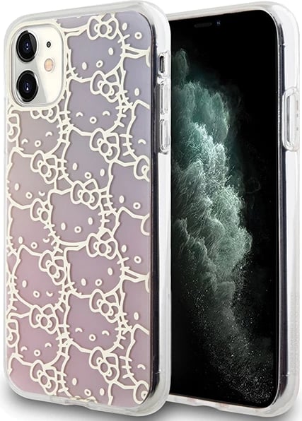 Mbështjellës Hello Kitty IML Gradient Electrop Crowded Kitty Head për iPhone 11/XR, Rozë