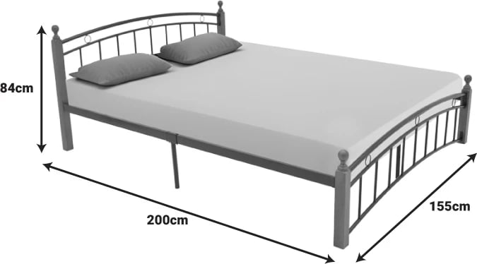 Krevet queen size Clarive, ngjyrë arre, dru-metal i zi, 150x200cm