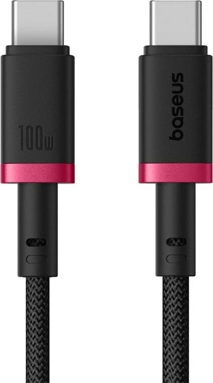 Kabllo Baseus Dura Type C në Type C, 100 W, 2 m, E zezë, E kuqe