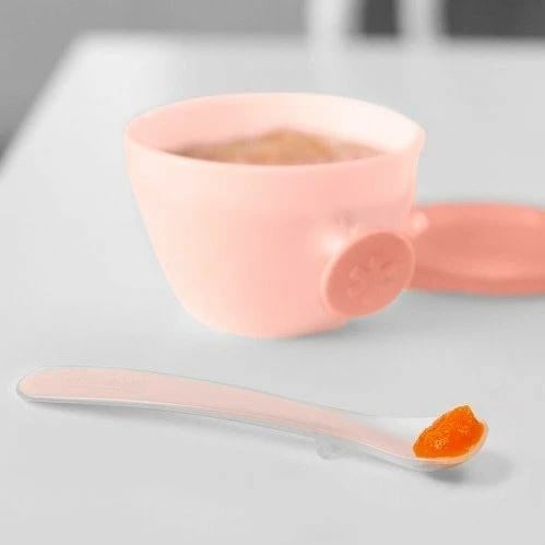 Set lugësh ushqimi Skip Hop Easy-Feed, 2 copë, silikon, Gri/Koral