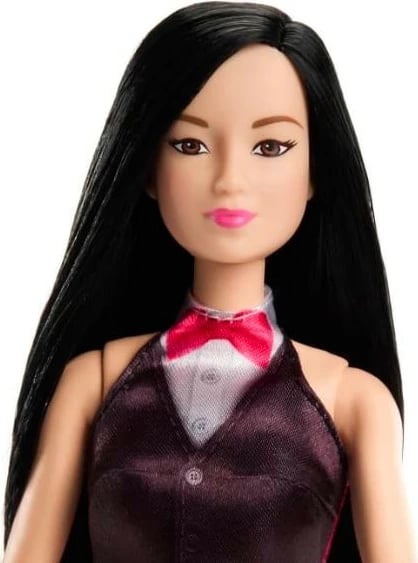 Kukull Barbie Mattel HKT68 violiniste me violinë dhe smyczek, fustan rozë