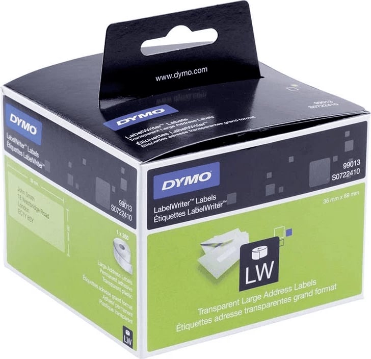 Etiketë Dymo 99013 / S0722410 89x36mm transparente, paketë dyshe