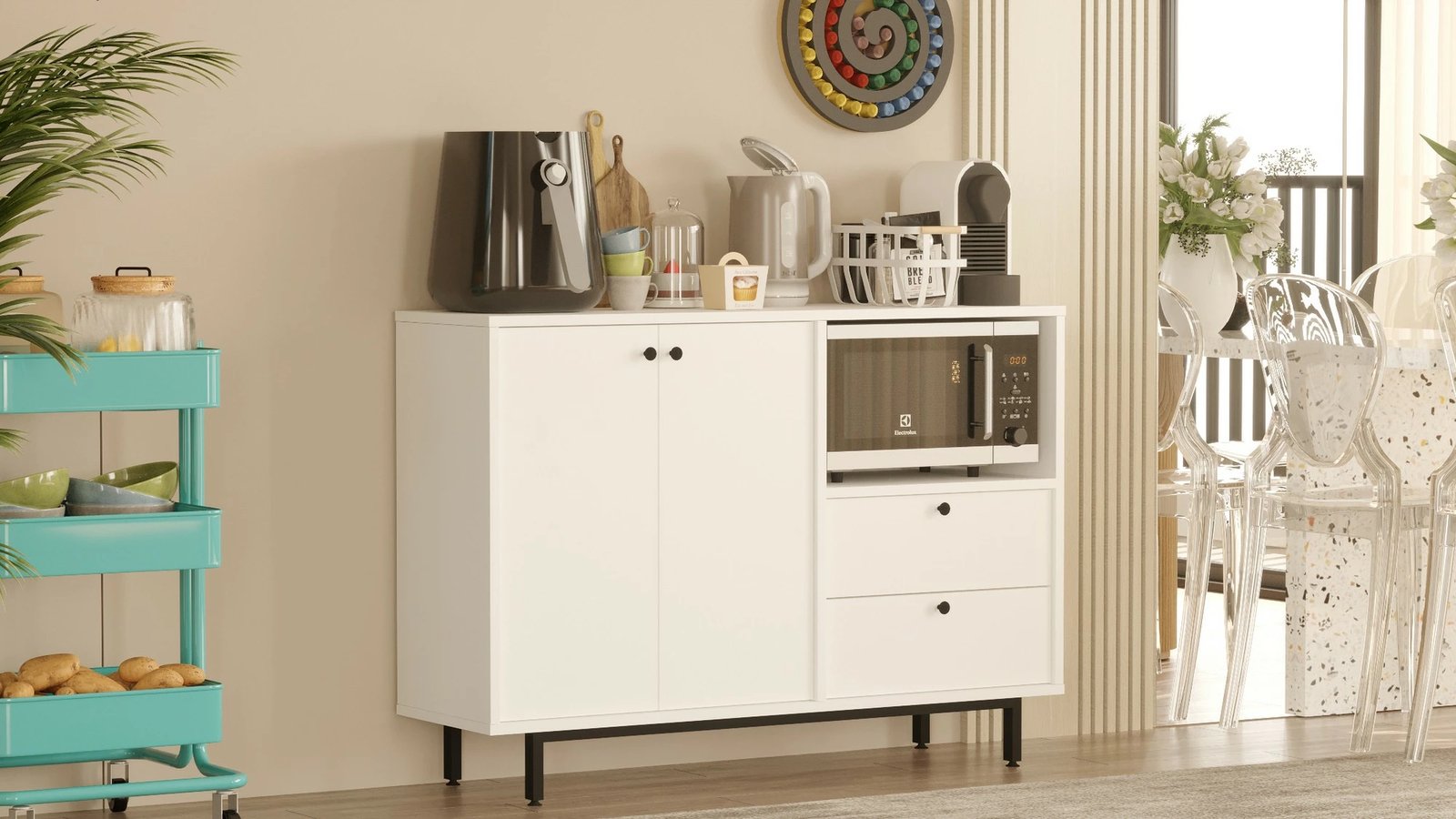 Dollap shumëpërdorimësh, ngjyrë e bardhë, Skye Decor, RE2-W