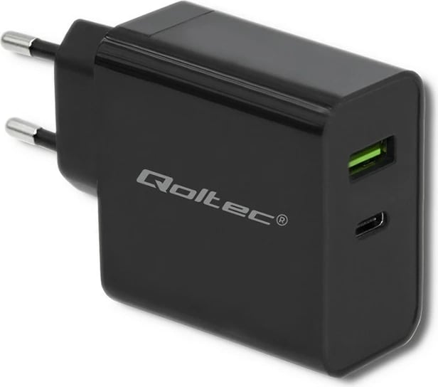 Karikues rrjeti Qoltec 51717, 45W, USB Type-C PD & USB, i zi
