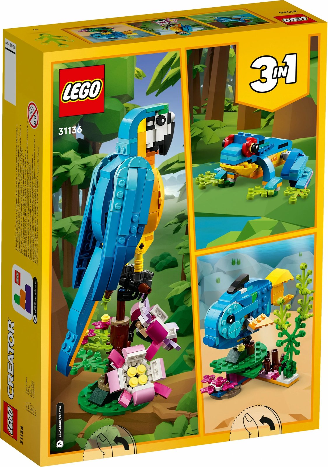 Set ndërtimi LEGO Creator 3-in-1 Papagalli Ekzotik, 253 pjesë, shumëngjyrësh