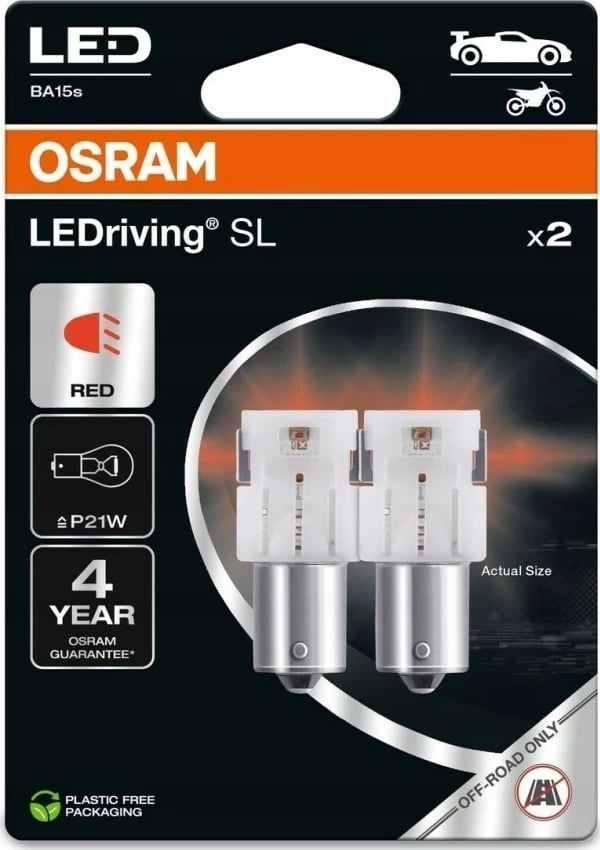 Llamba LED Osram LEDriving SL P21W, 12V, e kuqe, set 2 copë