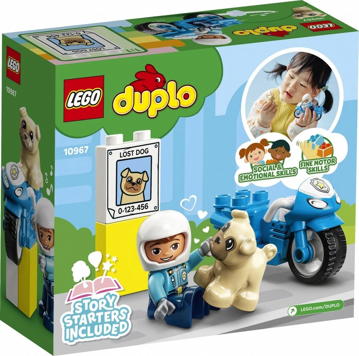 Set lodrash LEGO DUPLO Police Motorcycle 10967, për fëmijë, 5 pjesë, Blu